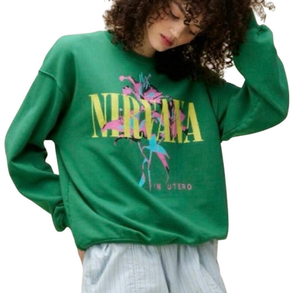 DAYDREAMER Nirvana Lilies Boyfriend Crew Size S or L New with Tag MSRP $165 SOO